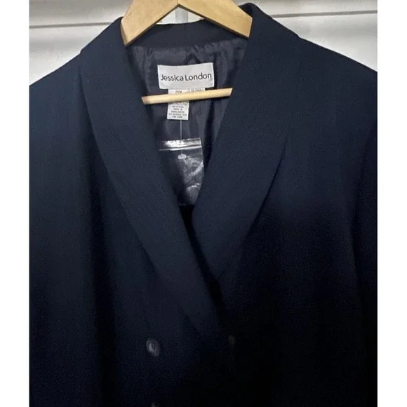 Jessica London Women's NEW 20 W Black Double-Breasted Career Blazer-019 - Picture 4 of 14